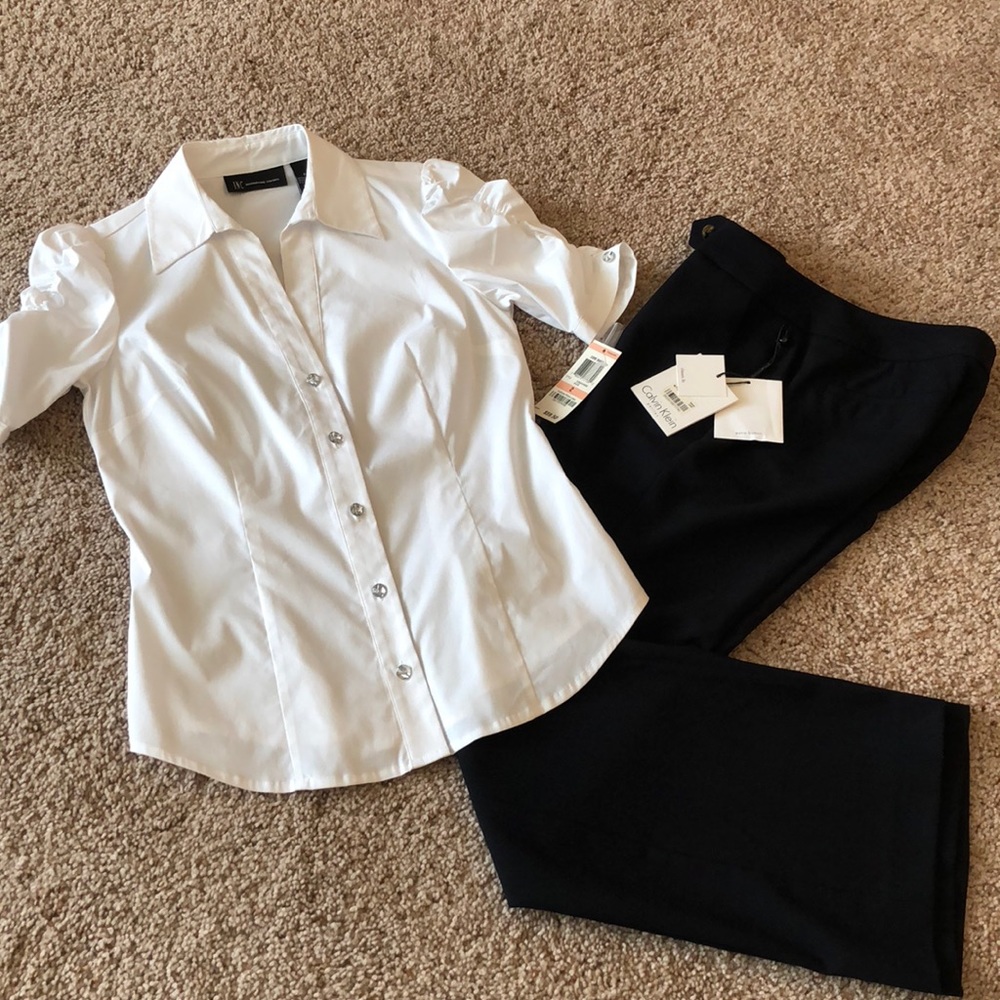 NWT Calvin Klein Pants and INC Blouse Size 2 pet